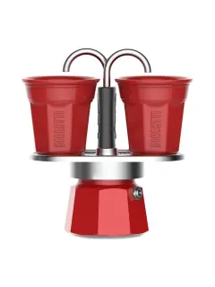 CAFETERA ROJA CON DOS TAZAS BIALETTI