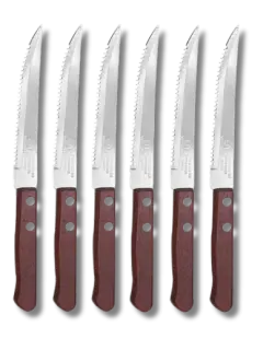 SET CUCHILLOS DE SIERRA 5" MANGO DE MADERA 6UND